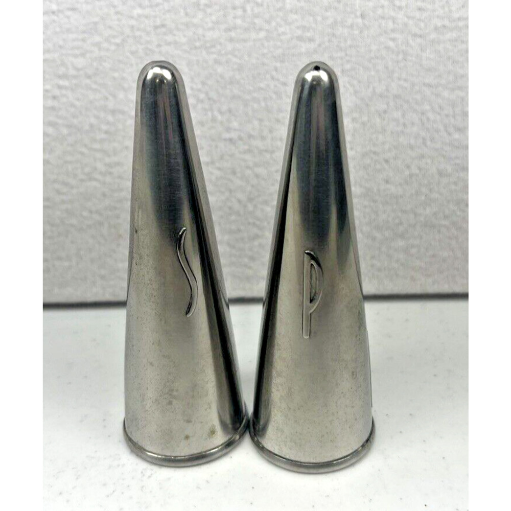 MID CENTURY MODERN Atomic Age Denmark Stainless Steel Salt & Pepper Shakers